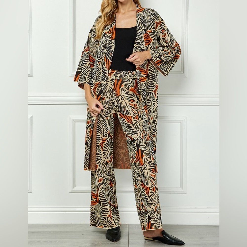 Women's Leaf Print Cardigan